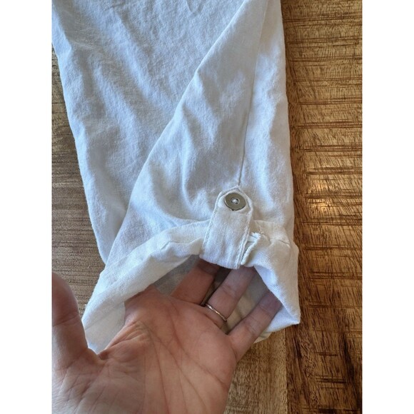 Westbound Women's Solid White Linen Pull On Cropped Pants Rolled Cuff Medium - Picture 6 of 11